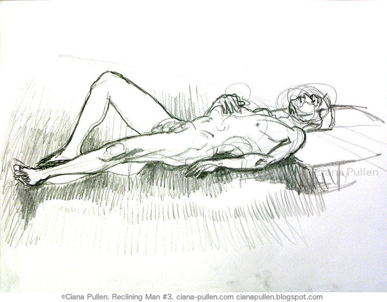 Reclining Man, Drawing from 2010 by Ciana Pullen; Dimensions: 18 inches × 24 inches × 0 inch; Materials: Wax crayon on Paper; Description:  © Ciana Pullen 2010