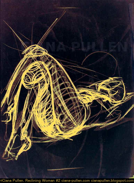 Reclining Woman 2, Drawing from 2002 by Ciana Pullen; Dimensions: 18 inches × 24 inches × 0 inch; Materials: Charcoal, digital on Paper; Description:  © Ciana Pullen 2002