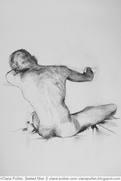 Seated Man 2, Drawing from 2015 by Ciana Pullen; Dimensions: 18 inches × 24 inches × 0 inch; Materials: Charcoal on Paper; Description:  © Ciana Pullen 2015