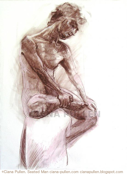 Seated Man, Drawing from 2010 by Ciana Pullen; Dimensions: 18 inches × 24 inches × 0 inch; Materials: Chalk pastel, conte crayon on Paper; Description:  © Ciana Pullen 2010