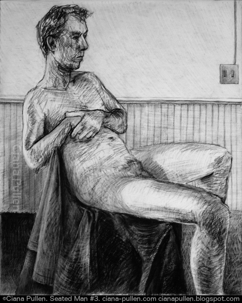 Seated Man 3, Drawing from 2010 by Ciana Pullen; Dimensions: 18 inches × 24 inches × 0 inch; Materials: Charcoal on Paper; Description:  © Ciana Pullen 2010