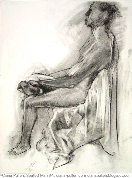 Seated Man 4, Drawing from 2010 by Ciana Pullen; Dimensions: 18 inches × 24 inches × 0 inch; Materials: Charcoal on Paper; Description:  © Ciana Pullen 2010