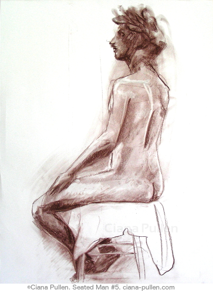Seated Man 5, Drawing from 2010 by Ciana Pullen; Dimensions: 18 inches × 24 inches × 0 inch; Materials: Chalk pastel, conte crayon on Paper; Description:  © Ciana Pullen 2010
