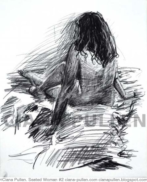 Seated Woman 2, Drawing from 2012 by Ciana Pullen; Dimensions: 18 inches × 24 inches × 0 inch; Materials: Charcoal on Paper; Description:  © Ciana Pullen 2012