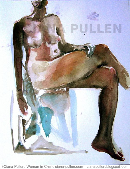 Woman in Chair, Painting from 2011 by Ciana Pullen; Dimensions: 11 inches × 14 inches × 0 inch; Materials: Watercolor on Paper; Description:  © Ciana Pullen 2011