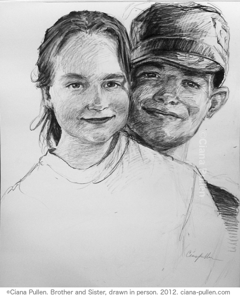 Brother and Sister, Drawing from 2012 by Ciana Pullen; Dimensions: 16 inches × 20 inches × 0 inch; Materials: Charcoal on Paper; Description: Drawn from a live sitting. © Ciana Pullen 2012