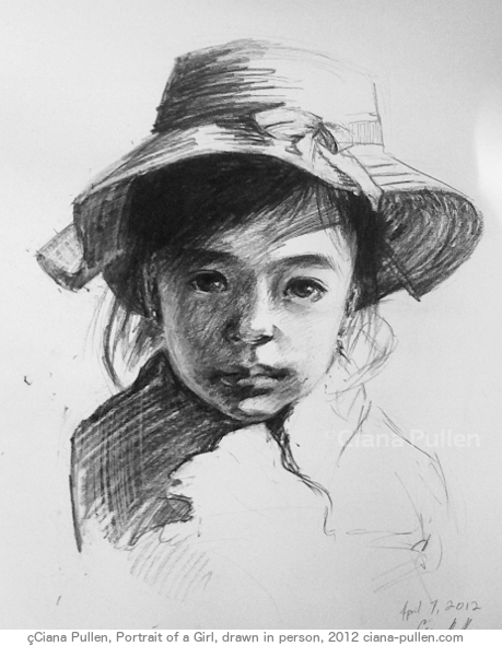 Portrait of a Girl, Drawing from 2012 by Ciana Pullen; Dimensions: 16 inches × 20 inches × 0 inch; Materials: Charcoal on Paper; Description: Drawn from a live sitting. © Ciana Pullen 2012