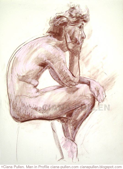 Man in Profile, Drawing from 2010 by Ciana Pullen; Dimensions: 18 inches × 24 inches × 0 inch; Materials: Chalk pastel and conte crayon on Paper; Description:  © Ciana Pullen 2010