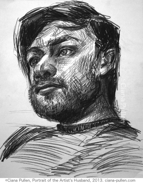 Portrait of the Artist's Husband, Drawing from 2012 by Ciana Pullen; Dimensions: 16 inches × 20 inches × 0 inch; Materials: Charcoal on Paper; Description:  © Ciana Pullen 2012