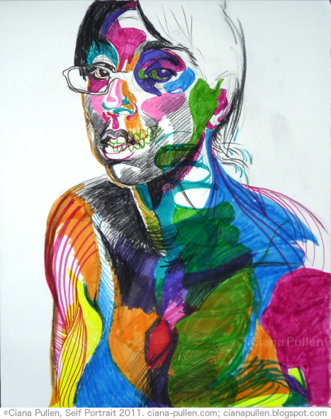 Self Portrait 2011, Drawing from 2014 by Ciana Pullen; Dimensions: 16 inches × 20 inches × 0 inch; Materials: Charcoal and marker on Paper; Description:  © Ciana Pullen 2014